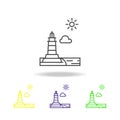 Lighthouse, sunny, cloud colored icon. Can be used for web, logo, mobile app, UI, UX