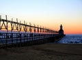 St. Joseph Lighthouse at Sunset Michigan Royalty Free Stock Photo