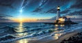 Lighthouse Sunset created with Generative AI