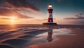 lighthouse at sunset highly intricately detailed photograph of Lighthouse at talacre in the afterglow following a storm