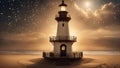 lighthouse at sunset highly intricately detailed photograph of Vuurtoren Breskens lighthouse with lots of stars Royalty Free Stock Photo