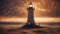 lighthouse at sunset highly intricately detailed photograph of Vuurtoren Breskens lighthouse surrounded by fireflies Royalty Free Stock Photo