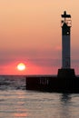 Lighthouse at Sunset Lake Huron Royalty Free Stock Photo
