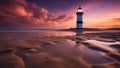lighthouse at sunset Lighthouse at talacre in the afterglow following a storm