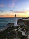 Lighthouse at sunset, New Zealand