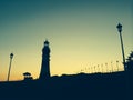 Lighthouse at sunset in Plymouth Ocean City