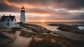 lighthouse at sunset While traveling, I visted Peggy`s Cove Lighthouse near Halifax, for a beautiful sunset