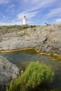 Lighthouse in Swedish village Landsort on the island of Oja Royalty Free Stock Photo