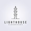 lighthouse symbol logo icon line art vector illustration template background design.