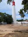 the lighthouse at Tanjung Kalian Harbor, Muntok City, Bangka Belitung Islands