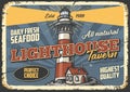 Lighthouse tavern vintage poster colorful