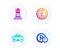 Lighthouse, Taxi and 48 hours icons set. Parking time sign. Vector