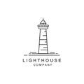 Lighthouse Tower Island Beach Simple Line Art style Royalty Free Stock Photo