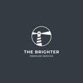 Lighthouse Tower Island logo with searching light and rock coral. premium vector Royalty Free Stock Photo