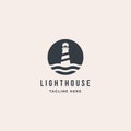 Lighthouse Tower Island logo with wave. premium vector design inspiration Royalty Free Stock Photo