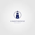 Lighthouse tower logo in circle frame vector illustration design