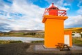 The lighthouse in town of Svalbardseyri in north Iceland