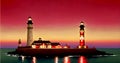 Lighthouse under the sky. Safe Harbor, Alert Warning light Concept Illustration Generative AI