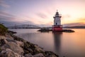 Caisson sparkplug style lighthouse in Tarrytown New York Royalty Free Stock Photo