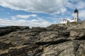 Lighthouse on Unique Rock Formations Royalty Free Stock Photo