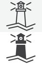 Lighthouse vector icon pack in line and solid style Royalty Free Stock Photo