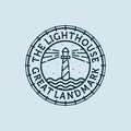 Lighthouse Vector Illustration Logo Design. Lighthouse or Beacon Premium Logo Design. Ocean, Beacon and Lighthouse Logo Concept Royalty Free Stock Photo