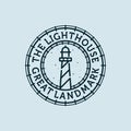 Lighthouse Vector Illustration Logo Design. Lighthouse or Beacon Premium Logo Design. Ocean, Beacon and Lighthouse Logo Concept Royalty Free Stock Photo