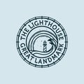 Lighthouse Vector Illustration Logo Design. Lighthouse or Beacon Premium Logo Design. Ocean, Beacon and Lighthouse Logo Concept Royalty Free Stock Photo