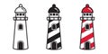 Lighthouse vector logo icon anchor helm boat maritime Nautical tropical beach illustration graphic