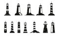 Lighthouse vector marine vintage set icon