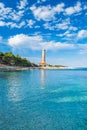 Lighthouse of Veli Rat on the island of Dugi Otok, Croatia, beautiful sea Royalty Free Stock Photo