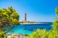 Lighthouse of Veli Rat on the island of Dugi Otok, Croatia, beautiful seascape Royalty Free Stock Photo