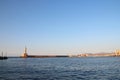 lighthouse, venitian port and mediterranean sea in chania in crete (greece)