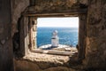 Lighthouse. View from an abandoned radio-transmission to a beacon. Cape Meganom