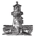 Lighthouse, Vintage Illustration