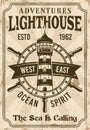 Lighthouse vintage nautical vector poster