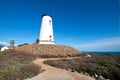 Lighthouse and walkway at Piedras Blancas peninsula on the Central California Coast north of San Simeon California Royalty Free Stock Photo