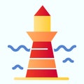 Lighthouse and wave flat icon. Marine beacon illustration isolated on white. Navigation pharos gradient style design Royalty Free Stock Photo