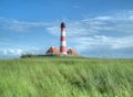 Lighthouse Westerheversand in North Germany Royalty Free Stock Photo