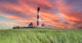 Lighthouse Westerheversand in North Germany Royalty Free Stock Photo