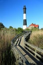 Lighthouse and Winding Boardwalk Royalty Free Stock Photo