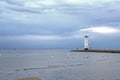 Lighthouse windmill Stawa Mlyny, Swinoujscie, Baltic Sea Royalty Free Stock Photo