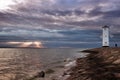 Lighthouse windmill Stawa Mlyny, Swinoujscie, Baltic Sea, Royalty Free Stock Photo