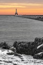 Port Washington Wisconsin Lighthouse Winter Royalty Free Stock Photo