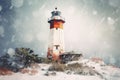 Lighthouse winter. Generate Ai