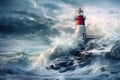 Lighthouse winter. Generate Ai Royalty Free Stock Photo