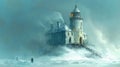Lighthouse in a Winter Snowstorm Royalty Free Stock Photo