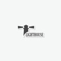 Lighthouse word logo icon sticker Royalty Free Stock Photo