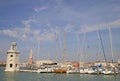 Lighthouse and yachts on the Island of San Giorgio Maggiore, Venice, Italy Royalty Free Stock Photo