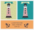Lighthouses in modern flat style